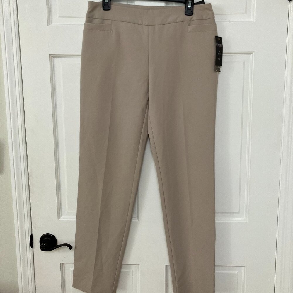 Zac & Rachel Neutral Taupe Straight-Leg Pull-On Pants